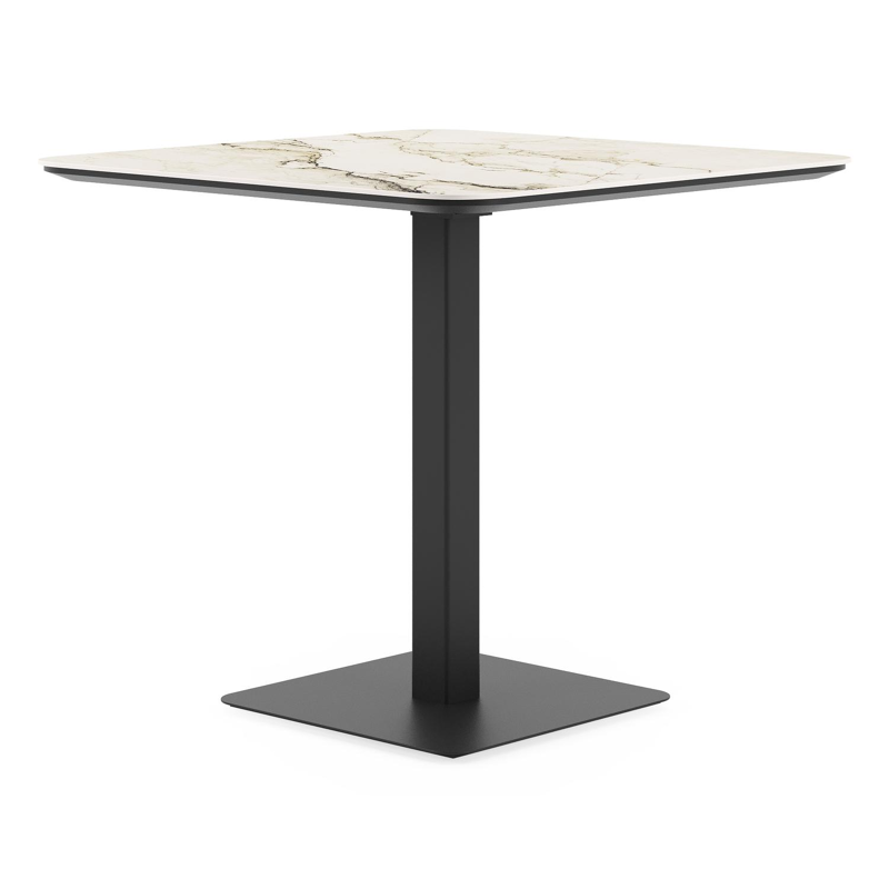 Fano kantelbare tuintafel vierkant afgerond in zwart aluminium en volkeramiek colorado dunes - L 80 x B 80 x H 72.5 cm