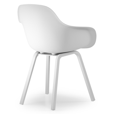 Trente tuinset in wit aluminium en naturel teak tafelblad met 6 Puglia tuinstoelen