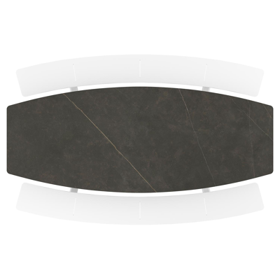 Forno picknicktafel bootvorm in wit aluminium en volkeramiek Calatorao - L 280 x B 192 x H 72 cm