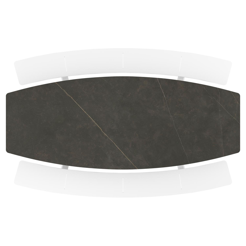 Table de pique-Forno forme de bateau en aluminium blanc et céramique pleine Calatorao - Lg. 280 x Lrg. 192 x Haut. 72 cm
