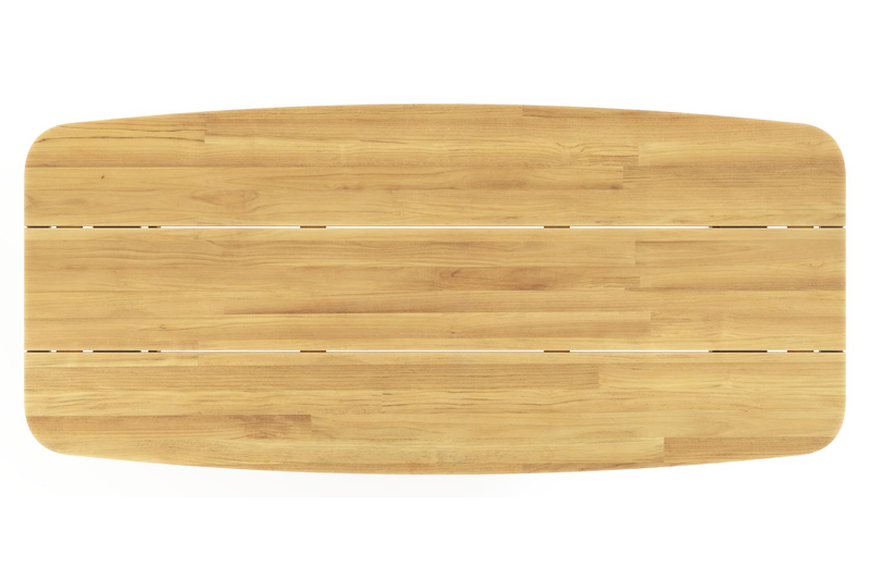 Lacirma tuintafel bootvorm in beige aluminium en teak L 255 x B 115 x H 74 cm x H 74 cm