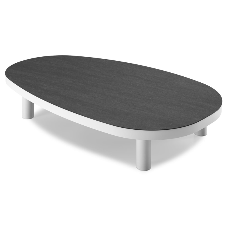Donato loungetafel organisch in wit aluminium en volkeramiek Basalt Black - L 151 x B 90 x H 25 cm