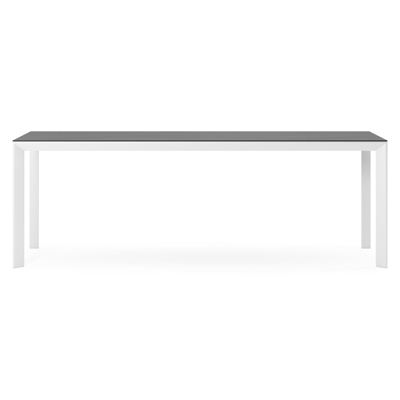 Table de jardin Malito rectangulaire en aluminium blanc et céramique pleine Basalt Black - Lg. 220 x Lrg. 70 x Haut. 75 cm