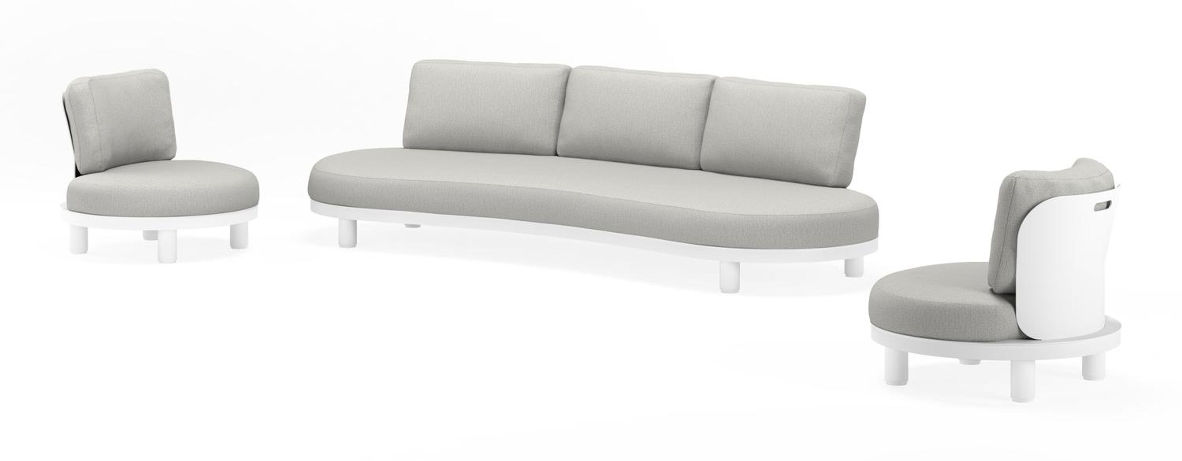 Donato loungeset in wit aluminium met savane nimbus all weather sunbrella® luxe kussens