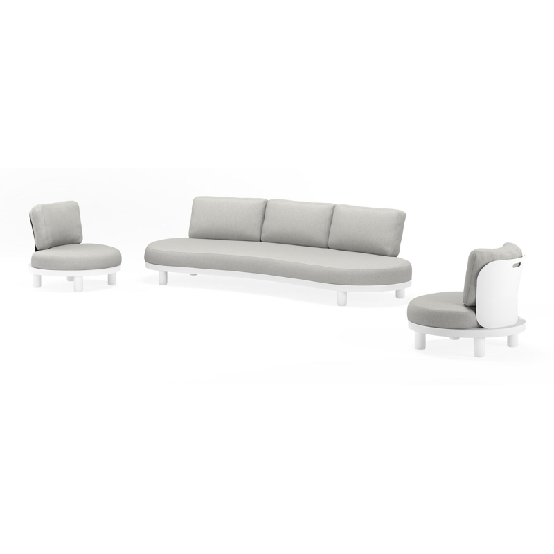 Donato loungeset in wit aluminium met savane nimbus all weather sunbrella® luxe kussens