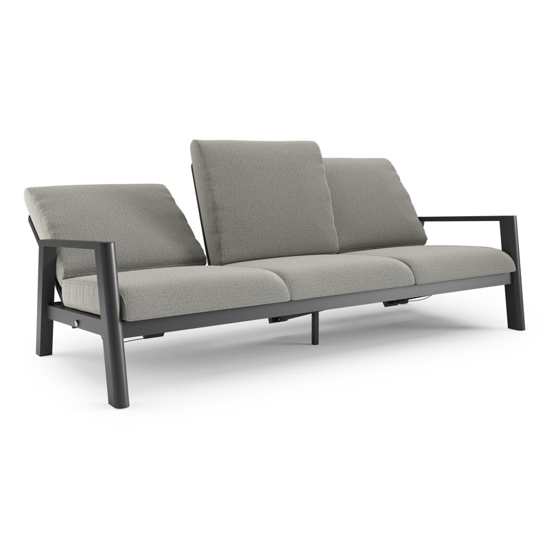 Cirello loungebank in zwart aluminium met savane tunder all weather sunbrella® luxe kussen