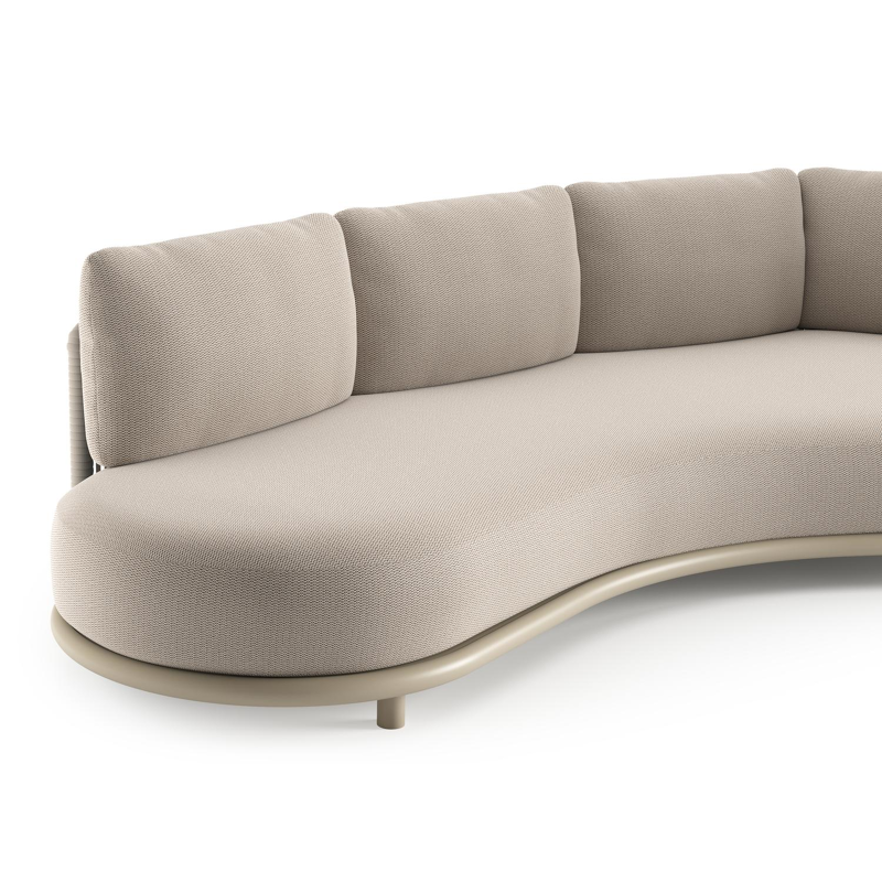 Lomano loungebank in beige aluminium met lopi fossil all weather sunbrella® luxe kussen