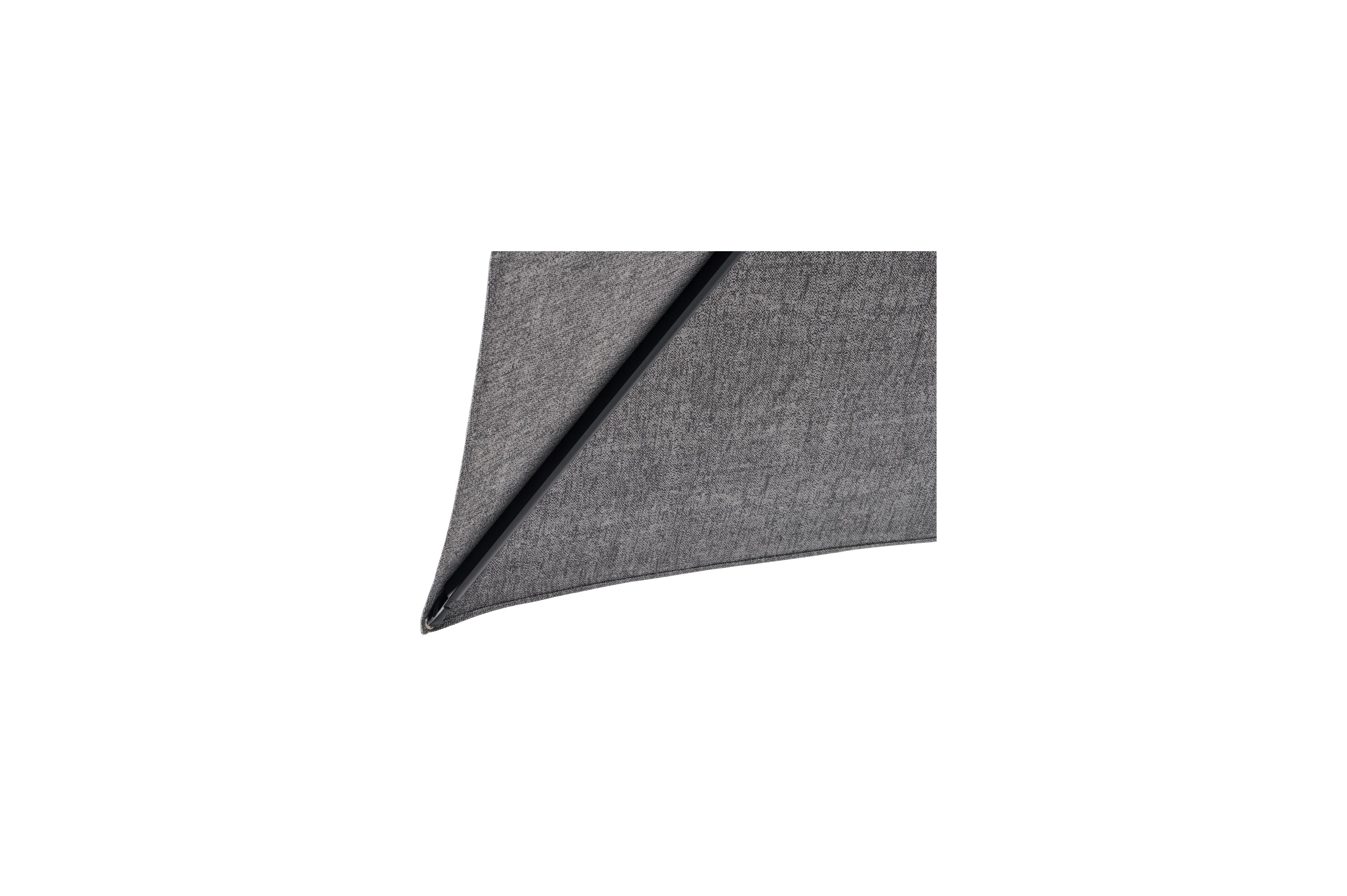 Minore zweefparasol met tiltfunctie in zwart aluminium met chartres drizzle all weather sunbrella® luxe parasoldoek - L1 280 x L2 370 cm (zonder voet)