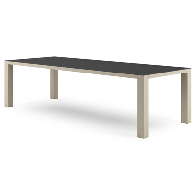 Nano tuintafel rechthoekig in beige aluminium en volkeramiek Nero Black - L 280 x B 110 x H 75 cm