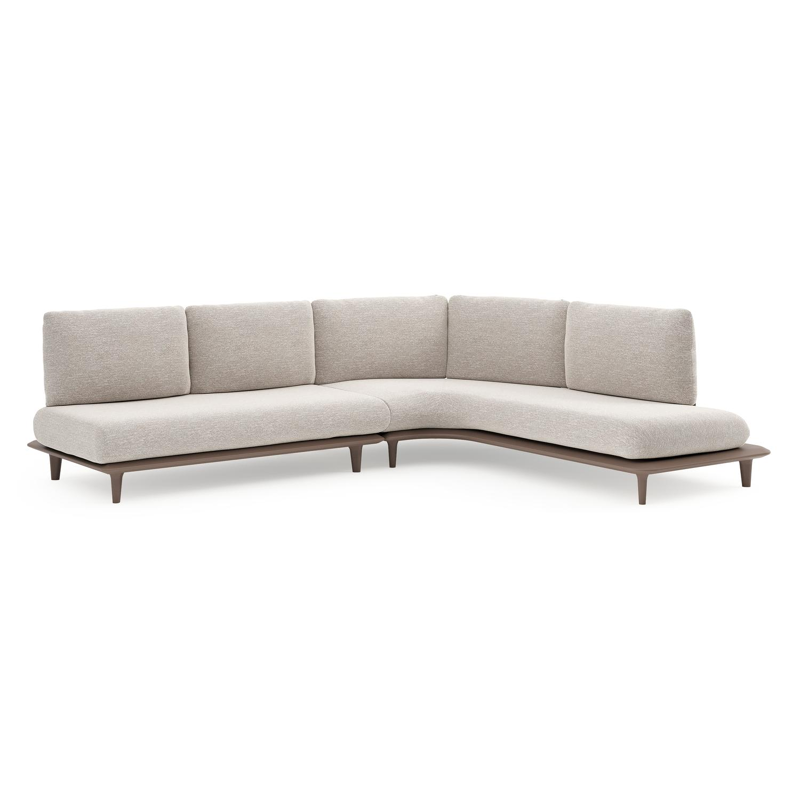 Bomero loungehoek in taupe aluminium met tundra sand all weather sunbrella® luxe kussen