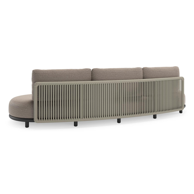 Lomano loungeset in zwart aluminium en beige verticaal geweven luxe vlakke rope met Wander Manioc all weather sunbrella® luxe