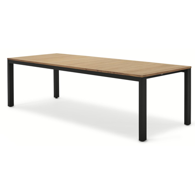 Trente tuinset in zwart aluminium en teak naturel tafelblad met 10 Artena tuinstoelen