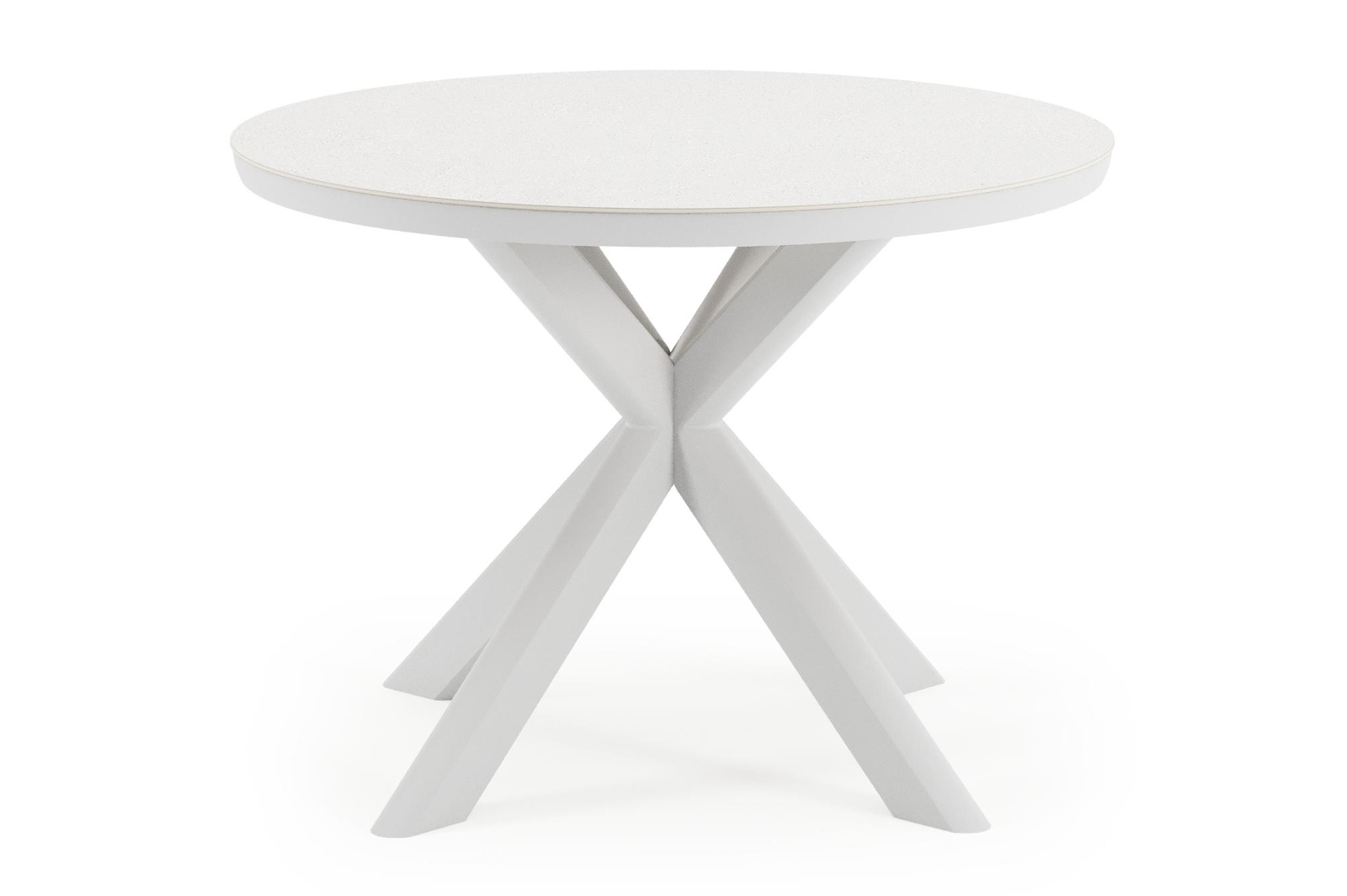 Pamplona tuintafel rond in wit aluminium en sintered stone Topo minerale - Dia. 105 x H 72 cm