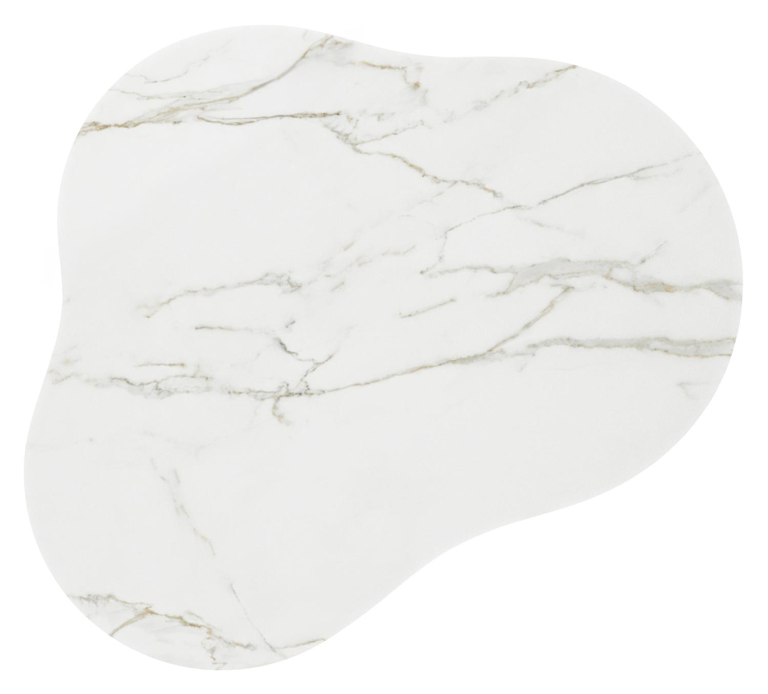 Lomano loungetafel in wit aluminium en volkeramiek Calacatta- L 131 x B 108 x H 8 cm