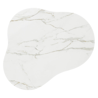 Lomano loungetafel in wit aluminium en volkeramiek Calacatta- L 131 x B 108 x H 8 cm