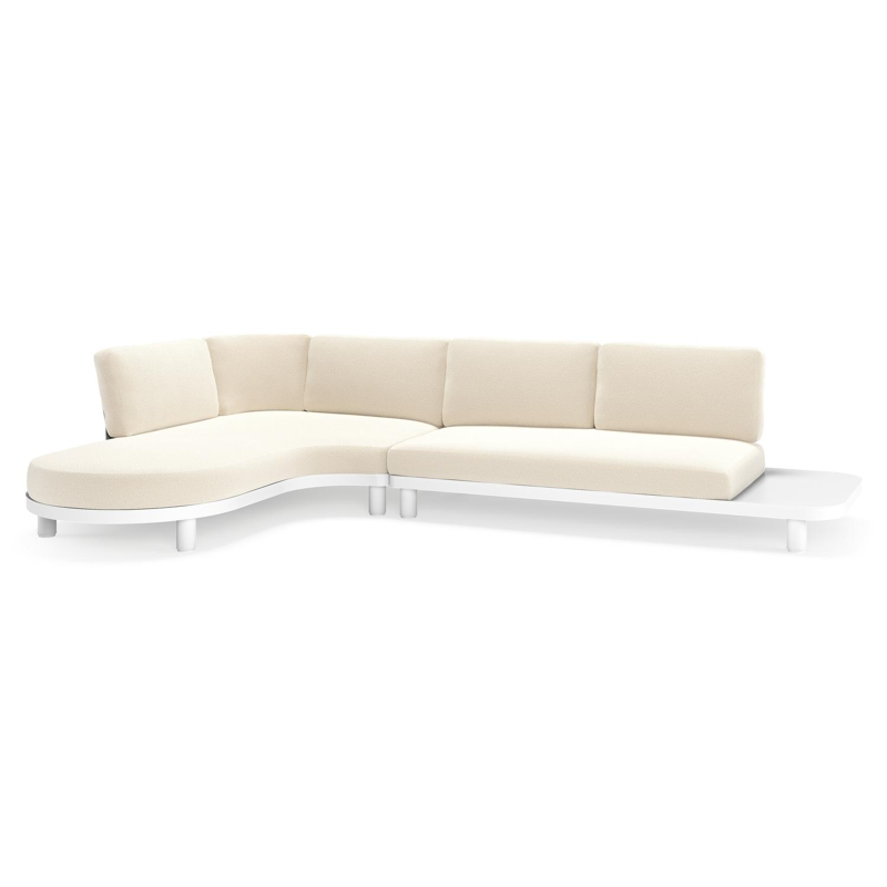 Donato loungehoek in wit aluminium met all weather cosytica Althea Off White kussen