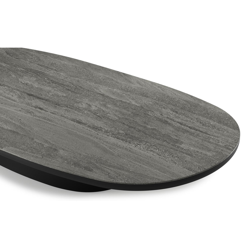 Amico loungetafel bombo in zwart aluminium en volkeramiek Aspen Grey - L 171 x B 89 x H 24 cm