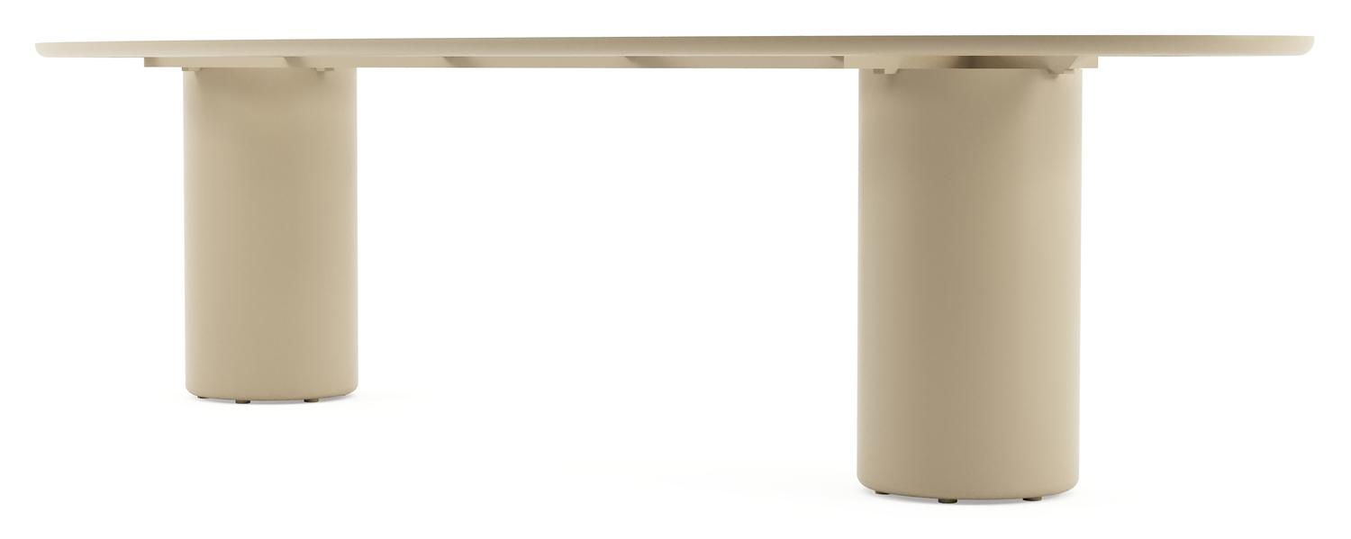 Amico tuintafel ovaal in beige aluminium en volkeramiek Arctic White - L 320 x B 130 x H 73.5 cm