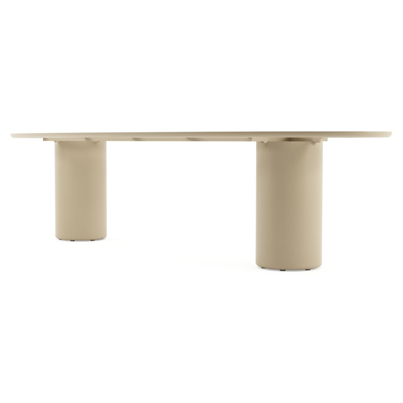 Amico tuintafel ovaal in beige aluminium en volkeramiek Travertino Bianco - L 320 x B 130 x H 73.5 cm