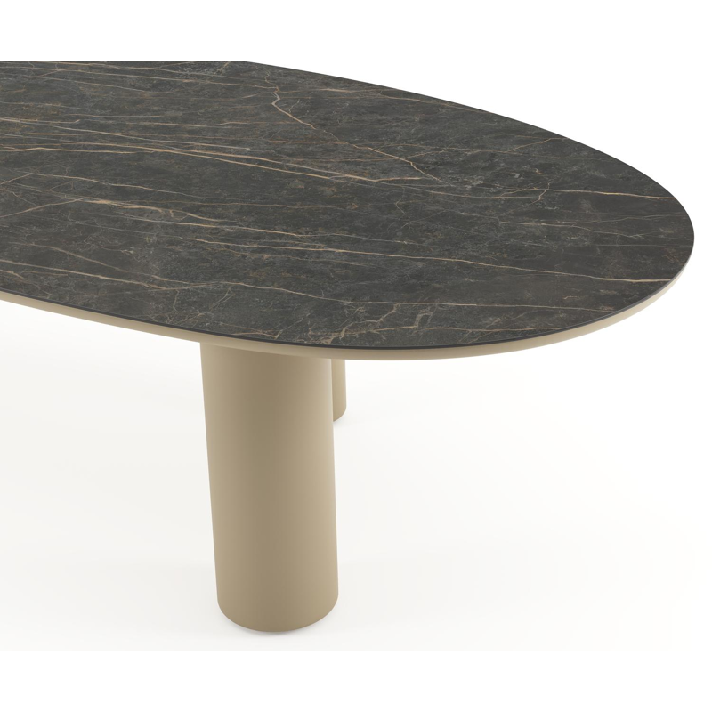 Amico tuintafel mango in beige aluminium en volkeramiek Black Obsession - L 320 x B 140 x H 73.5 cm