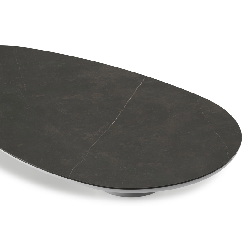 Table de basse Amico organique en aluminium blanc et céramique pleine Calatorao - Lg. 170 x Lrg. 91 x Haut. 25 cm