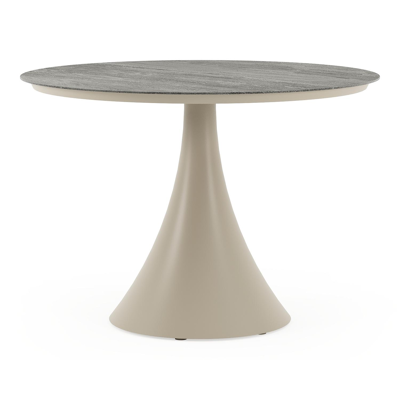 Fano tuintafel rond in beige aluminium en volkeramiek Aspen Grey - Dia. 110 x H 75 cm