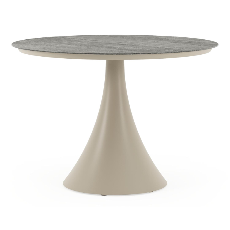 Fano tuintafel rond in beige aluminium en volkeramiek Aspen Grey - Dia. 110 x H 75 cm
