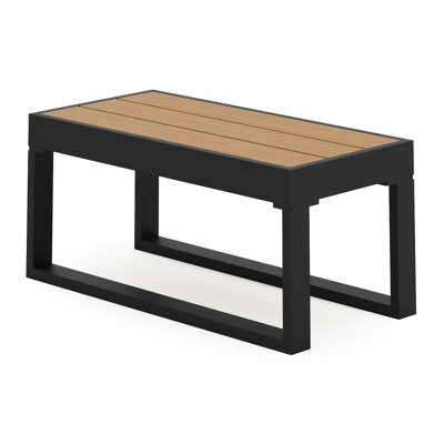 Caldela bijzettafel in zwart aluminium met polywood - L 70 x B 34 x H 31 cm