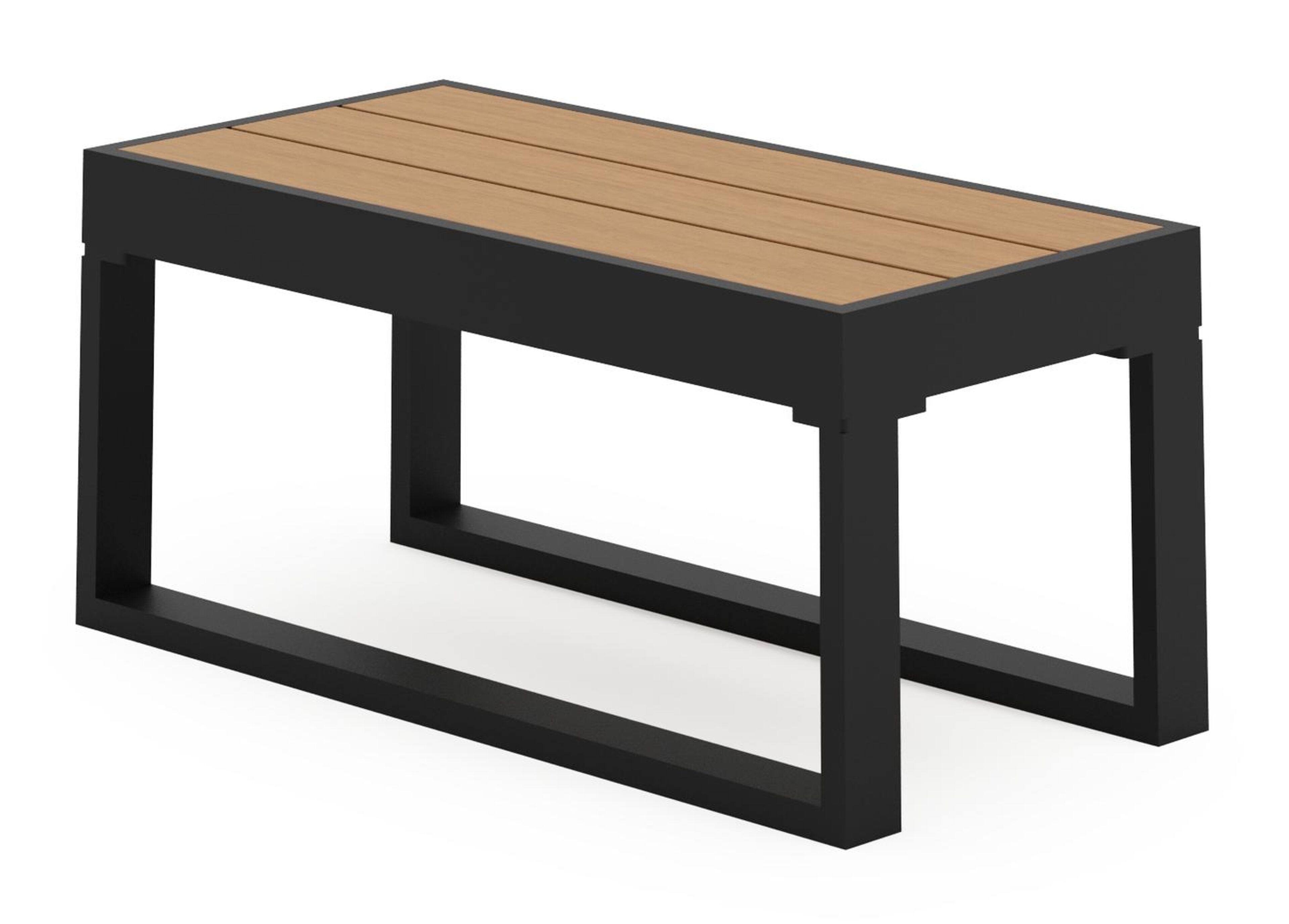 Table d'appoint Caldela en aluminium noir avec polywood - Lg. 70 x Lrg. 34 x Haut. 31 cm