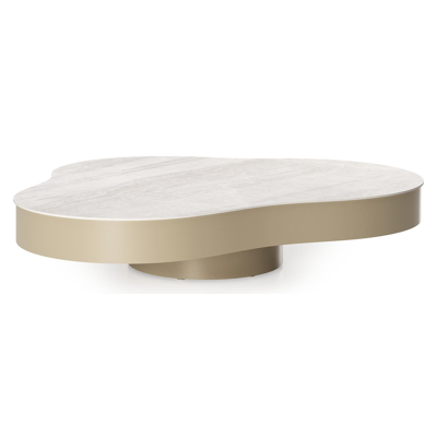 Lomano loungetafel cloud in beige aluminium en volkeramiek Taj Mahal - L 131 x B 108 x H 25 cm