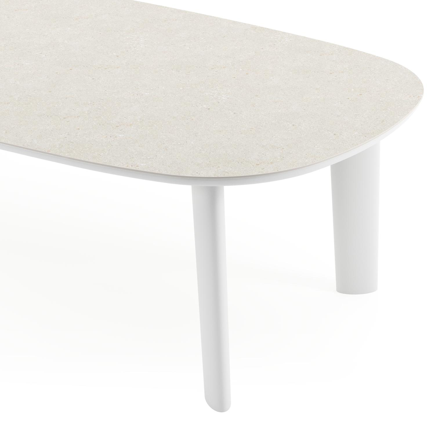 Amico tuintafel bombo in wit aluminium en volkeramiek Shilin - L 270 x B 125 x H 73.5 cm