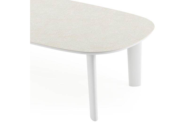 Amico tuintafel bombo in wit aluminium en volkeramiek Shilin - L 270 x B 125 x H 73.5 cm