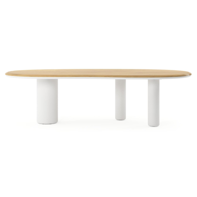 Amico tuintafel organisch in wit aluminium en teak - L 280 x B 120 x H 73.5 cm