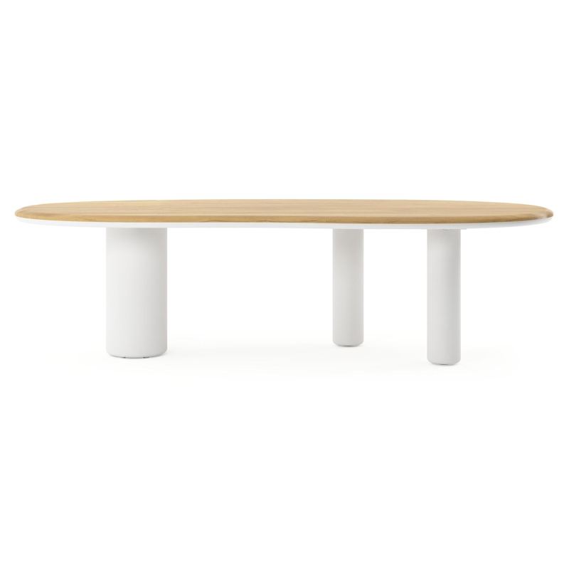 Amico tuintafel organisch in wit aluminium en teak - L 280 x B 120 x H 73.5 cm