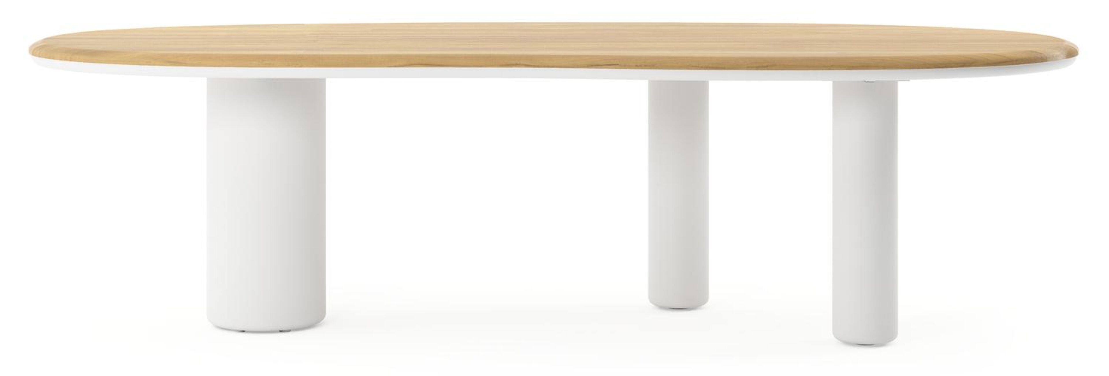 Amico tuintafel organisch in wit aluminium en teak - L 280 x B 120 x H 74 cm