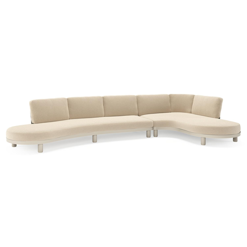Donato loungehoek in beige aluminium met all weather cosytica Althea Chalk kussen