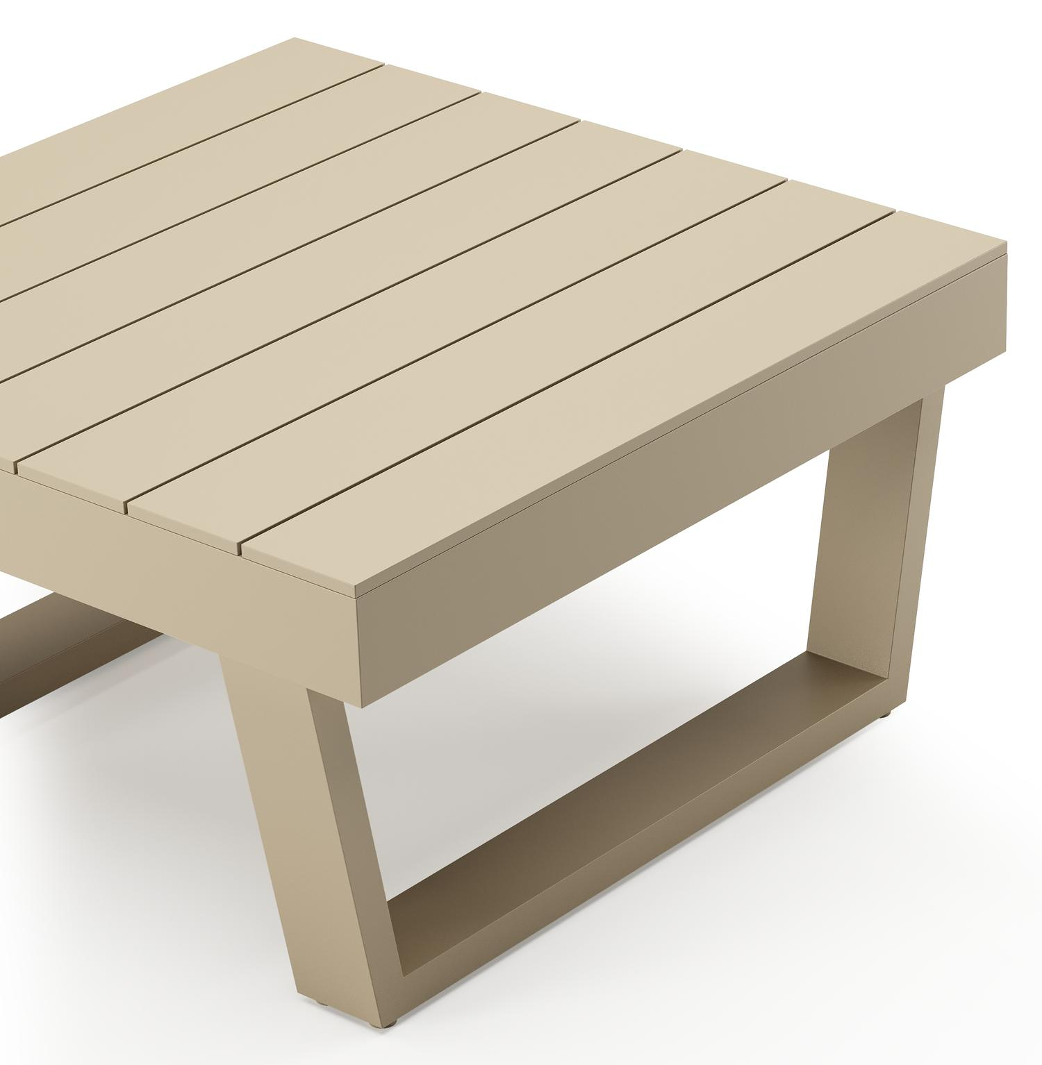 Table de basse Modica en aluminium beige - Lg. 72 x Lrg. 72 x Haut. 38 cm