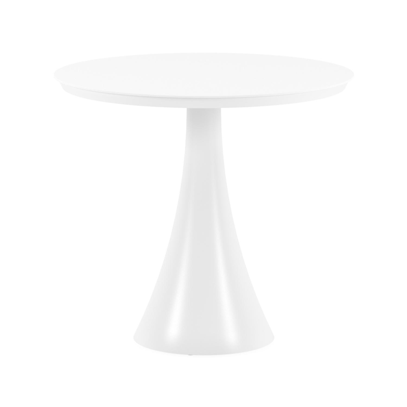 Fano tuintafel in wit aluminium en volkeramiek arctic white - Dia. 85 x H 75 cm