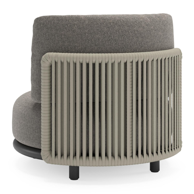 Lomano loungestoel in zwart aluminium en beige verticaal geweven luxe vlakke rope met Chartres Drizzle all weather sunbrella® luxe