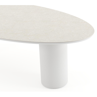 Amico tuintafel ovaal in wit aluminium en volkeramiek Shilin - L 260 x B 125 x H 73.5 cm