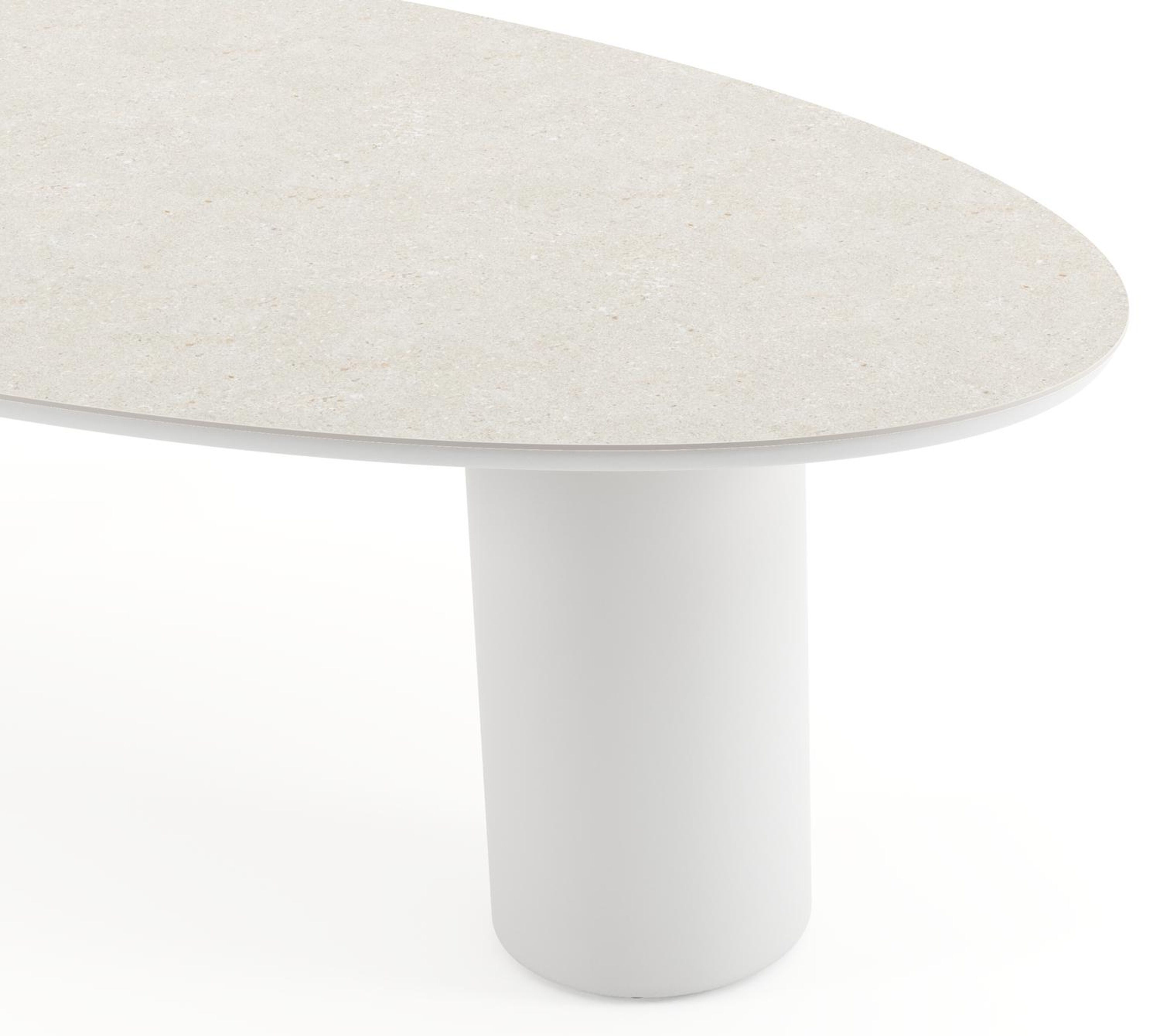 Amico tuintafel ovaal in wit aluminium en volkeramiek Shilin - L 260 x B 125 x H 73.5 cm