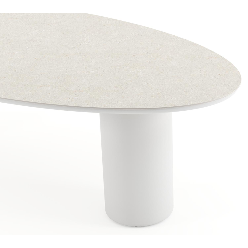 Amico tuintafel ovaal in wit aluminium en volkeramiek Shilin - L 260 x B 125 x H 73.5 cm