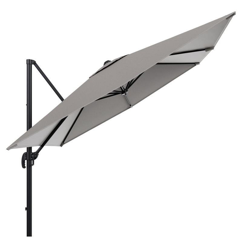Calpe zweefparasol in zwart aluminium met grijs weather+ softtouch parasoldoek - L1 270 x L2 270 cm (zonder voet)