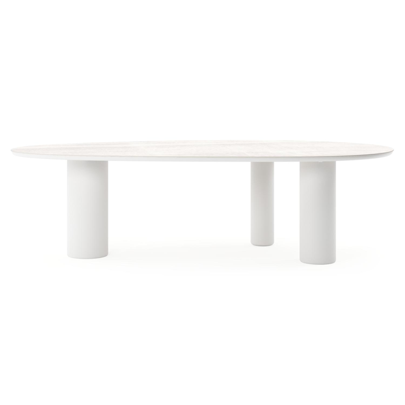 Amico tuintafel mango in wit aluminium en volkeramiek Taj Mahal - L 260 x B 130 x H 74 cm