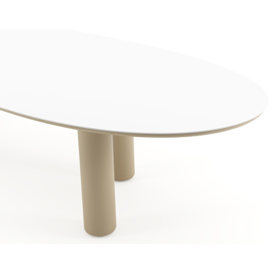 Amico tuintafel organisch in beige aluminium en volkeramiek Arctic White - L 320 x B 120 x H 73.5 cm