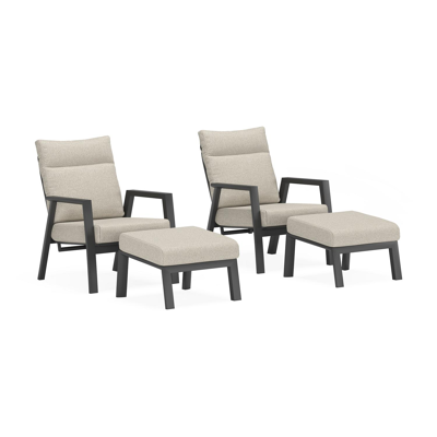 Set van 2 Avila loungestoelen in zwart aluminium met twilight granite weather+ softtouch kussens