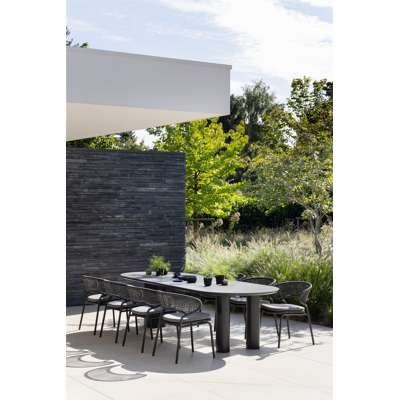 Donato XL stapelbare tuinstoel in zwart aluminium en zwart wicker