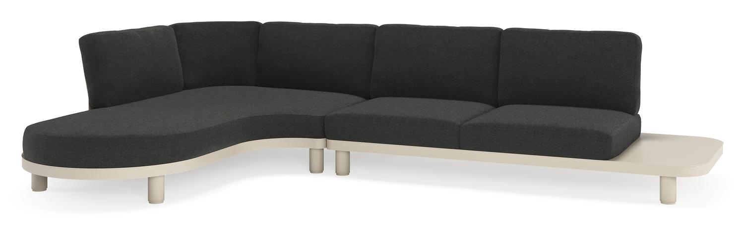 Donato loungehoek in beige aluminium met chartres sooty all weather sunbrella® luxe kussen