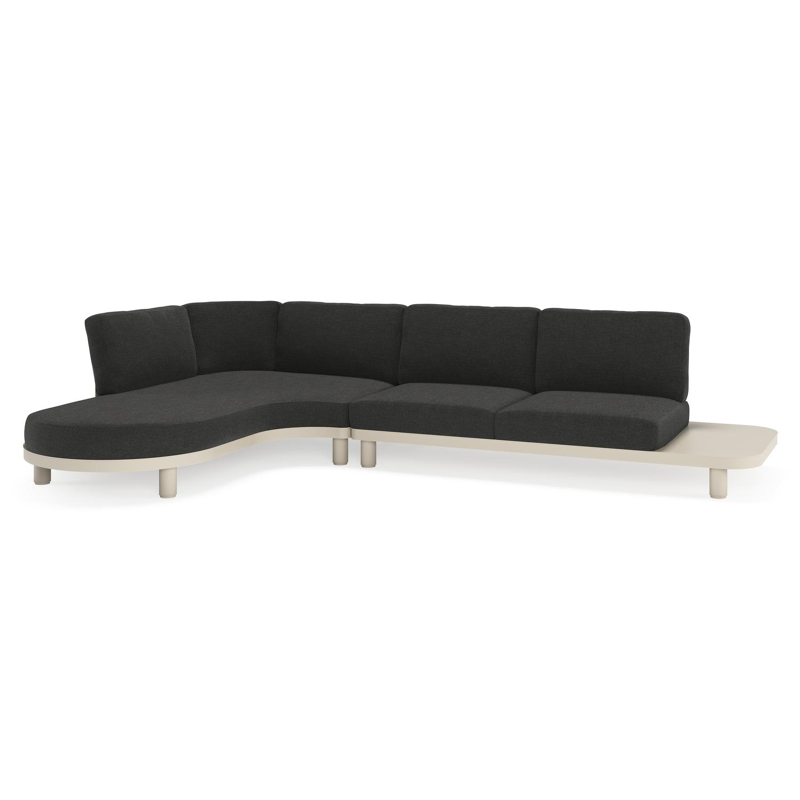 Donato loungehoek in beige aluminium met chartres sooty all weather sunbrella® luxe kussen