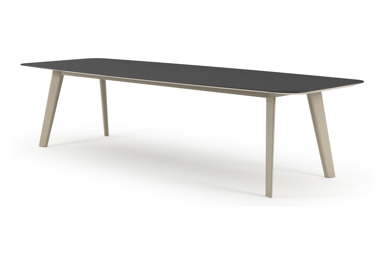 Lacrima tuintafel bootvorm in beige aluminium en volkeramiek Nero Black - L 315 x B 115 x H 73 cm